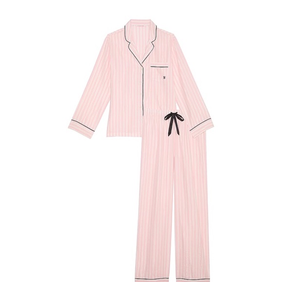 New Victoria’s Secret Iconic Pink Stripe Flannel Pajama Set Large - Picture 3 of 5
